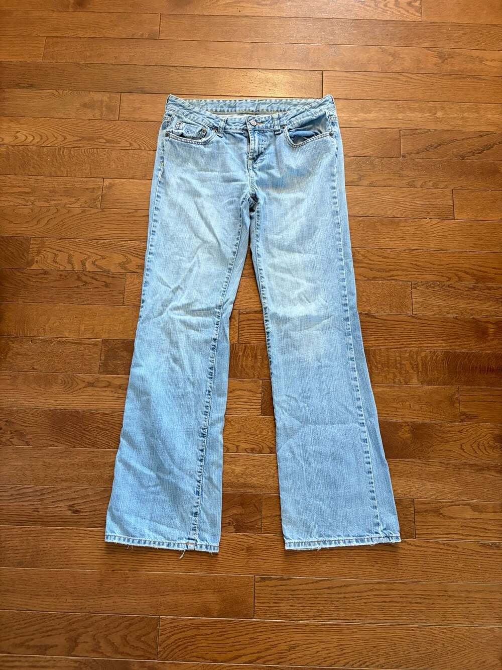 American Eagle Hipster Flare Jeans Women's 6s Blue Denim Low rise Y2K